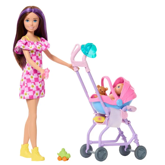 Barbie Skipper - Coffret de Jeu Babysitters Inc. avec Poupée, Bébé, Poussette et Accessoires - Pour Enfants à Partir de 4 Ans - JJB42