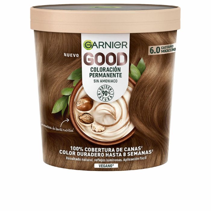 Teinture permanente Garnier Good Mocaccino Marron Nº 6.0 Nº 6.0 Castano Mocaccino 217 ml (1 Unité)