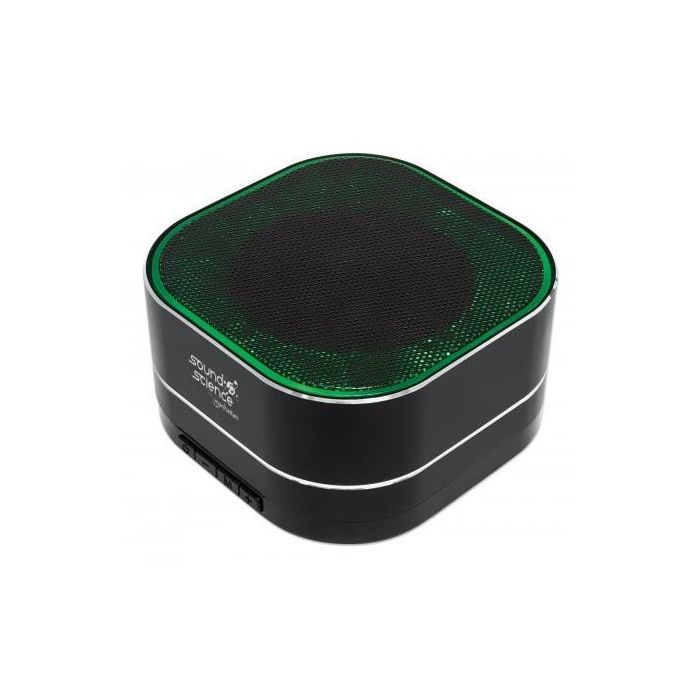 MANHATTAN Sound Science Metallic LED Bluetooth-Lautsprecher Bluetooth 5.0 Mikrofon Bedienelemente FM-Radio MicroSD-Slot schwarz 5