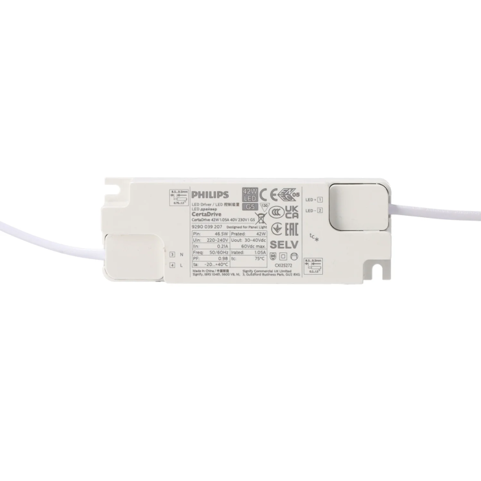 Philips Certadrive Panel LED Ultrafin 42W Haute Luminosité 120Lm/W 4000K 595x595mm Durée de vie 40.000H Philips Certadrive Panel LED Ultrafin 42W Haute Luminosité 120Lm/W 4000K 595x595mm Durée de vie 40.000H