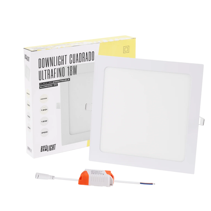 BX3 LIGHT Plaque LED carrée 18W, 1350 lm, 6000 K, 40000 heures, Empotrable ou de surface, intérieur, Réf. BX3-GP-LZ-6