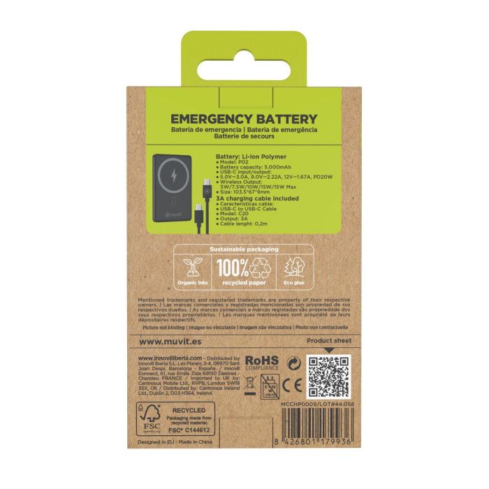 Powerbank Muvit for Change Noir Aluminium 5000 mAh 6 Powerbank Muvit for Change Noir Aluminium 5000 mAh 6