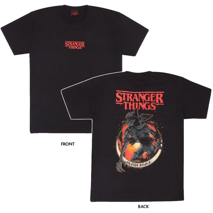 T shirt à manches courtes Stranger Things Demogorgon Upside Down Noir Unisexe 4