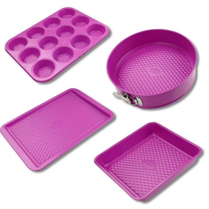 Fackelmann Jeu de 4 Moules Pâtisserie Tasty Réglables 23-38 cm Fucsia FAC3176239998375