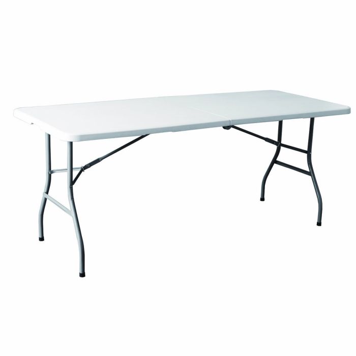 Marbueno Table Pliable Résine Blanc 180X74X74 cm Restauration, Plage, Camping 10528