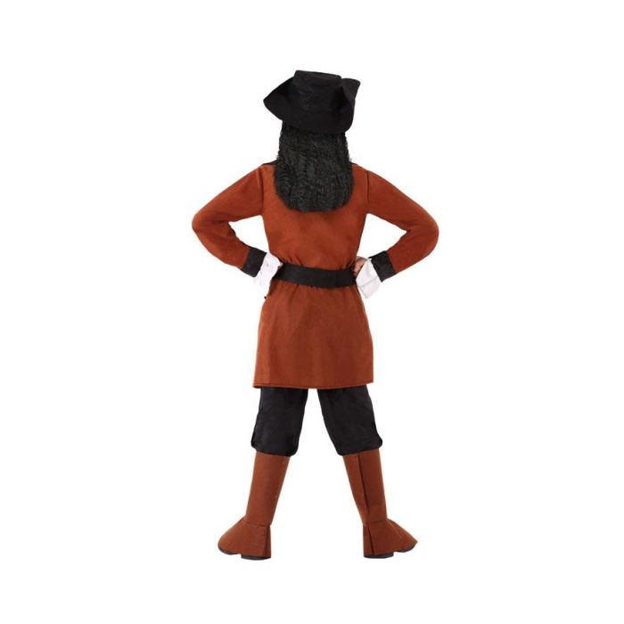Déguisement Pirate Enfant Marron 7-9 Ans - Ensemble 6 Pièces (Pantalon, Casaque, Ceinture, Cubrebotas, Chapeau) en Polyester