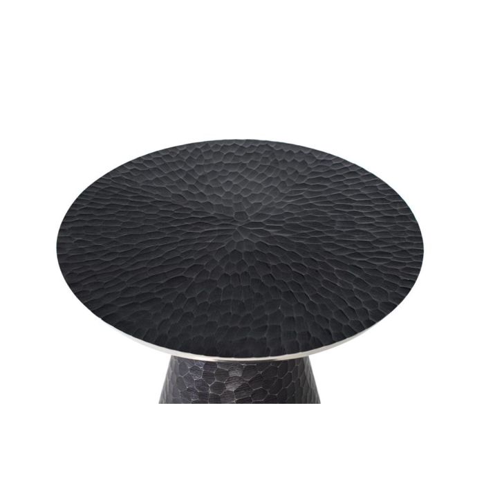 GINER Y COLOMER - Table de Centre Ronde en Aluminium, Finition Gris Foncé avec Effet Martelé et Chant Argenté 1 GINER Y COLOMER - Table de Centre Ronde en Aluminium, Finition Gris Foncé avec Effet Martelé et Chant Argenté 1