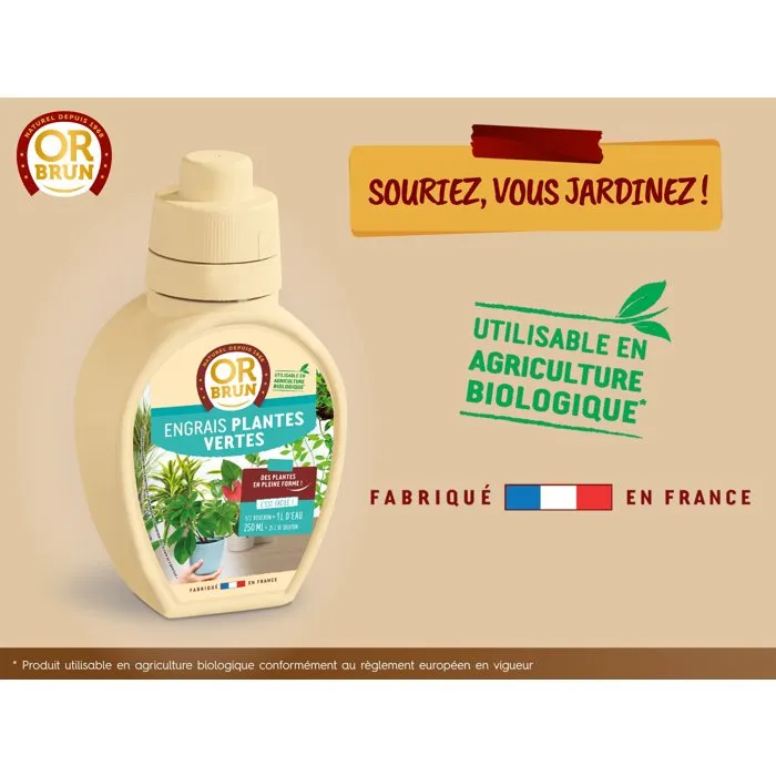 Or Brun Fertilisant d'intérieur pour plantes vertes 250 ml 2 Or Brun Fertilisant d'intérieur pour plantes vertes 250 ml 2