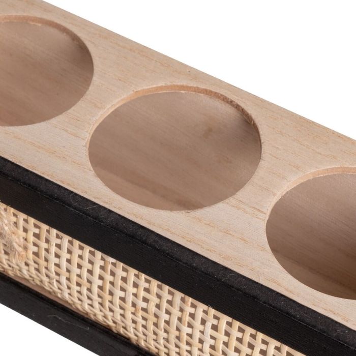 Bougeoir HEARTS Blanc Noir Naturel Bois Verre Canne Bois MDF 22 x 8 x 7 cm 3