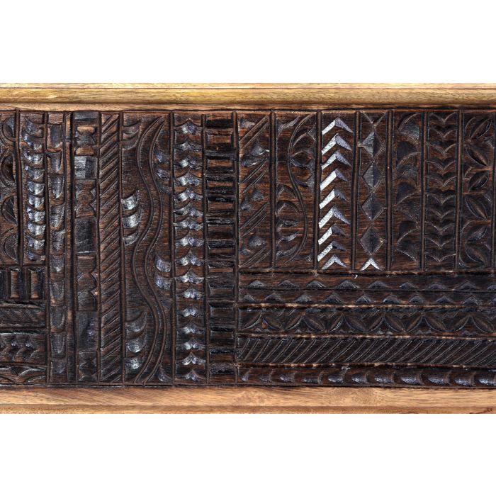 GINER Y COLOMER Buffet en bois de manguier, ouverture supérieure, grand rangement, devant sculpté à la main, couleur naturelle 4