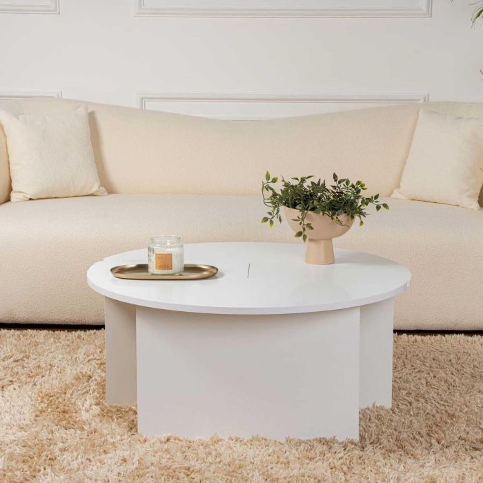 Table Basse Blanc 90 x 41 x 90 cm 3 Table Basse Blanc 90 x 41 x 90 cm 3