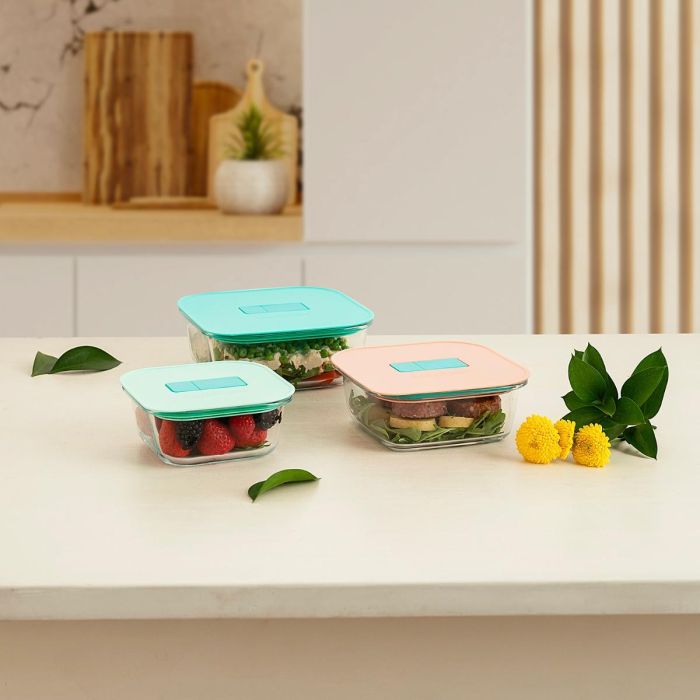 Recipiente Hermético Vidrio Joy Luminarc 16x16x7,4 cm - 80 cL 2 Recipiente Hermético Vidrio Joy Luminarc 16x16x7,4 cm - 80 cL 2