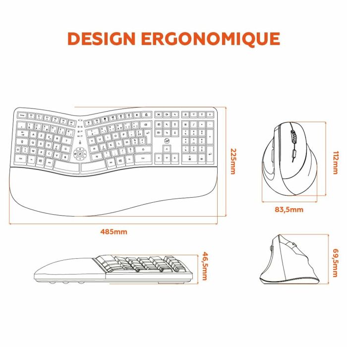 clavier et souris Mobility Lab Ergo C30W Noir 10