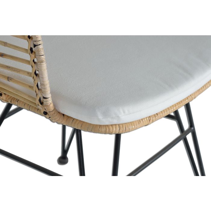 GINER Y COLOMER Lot de 2 chaises en rotin et métal naturel avec coussin - Style moderne et rustique - Siège 48x48 cm, nécessite assemblage 6