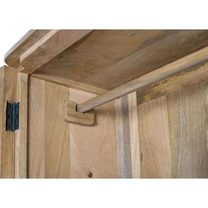 GINER Y COLOMER - Armadio - Armoire en bois de manguier naturel avec 2 portes, étagères amovibles et penderie - Lignes épurées et coins arrondis 3