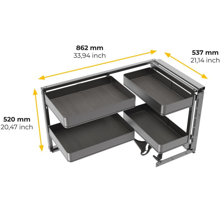 Emuca Accessoire extractible Harmony pour meuble de cuisine, Droite, Acier et Bois, Gris anthracite 8
