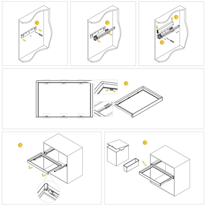 Emuca Kit plateau auxiliaire, panier et rack ajustable Quartz pour armoires, glissières extension totale et à fermeture douce, Module 60cm, Finition Titane 12