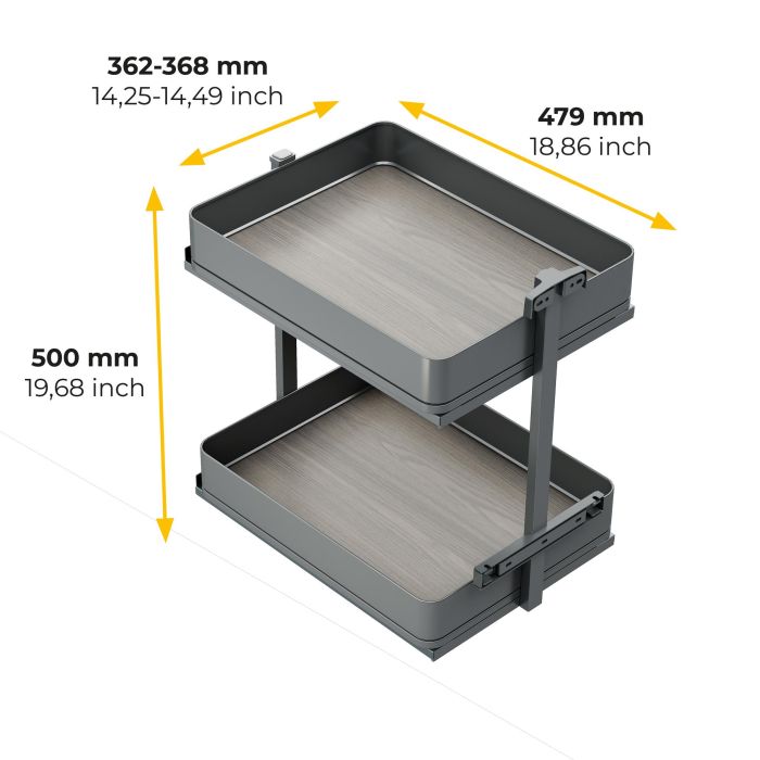 Emuca Chariot extractible Harmony avec fermeture à amortie, Module largeur 400mm hauteur 700mm, Acier et Bois, Gris anthracite 8 Emuca Chariot extractible Harmony avec fermeture à amortie, Module largeur 400mm hauteur 700mm, Acier et Bois, Gris anthracite 8