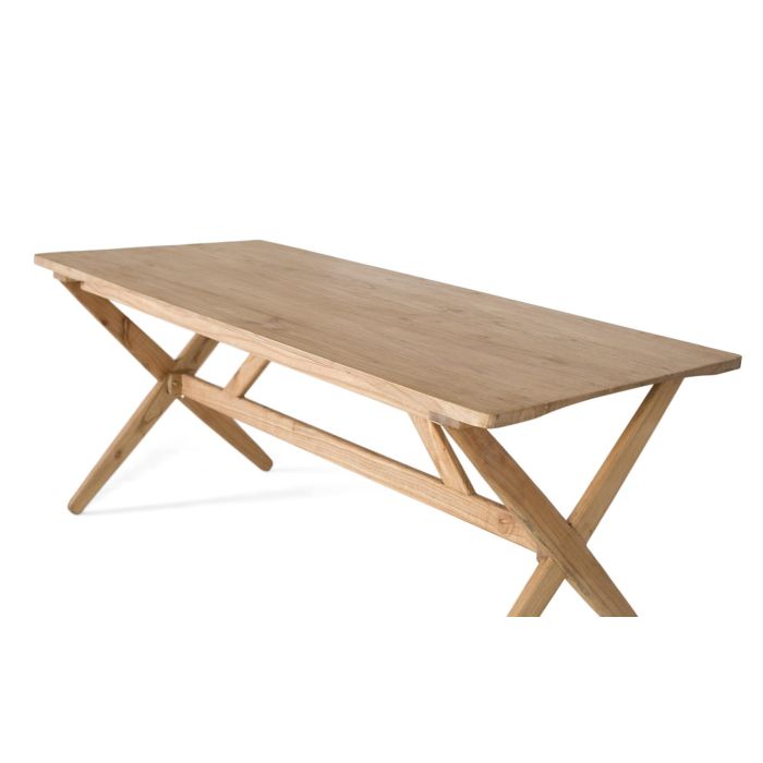 GINER Y COLOMER Table rectangulaire en bois massif de mindi artisanal 180 cm, structure démontable, finition naturelle 2