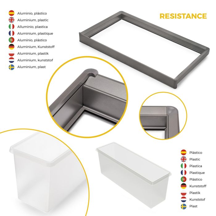 Emuca Kit plateau auxiliaire, panier et rack ajustable Quartz pour armoires, glissières extension totale et à fermeture douce, Module 70cm, Finition Titane 7