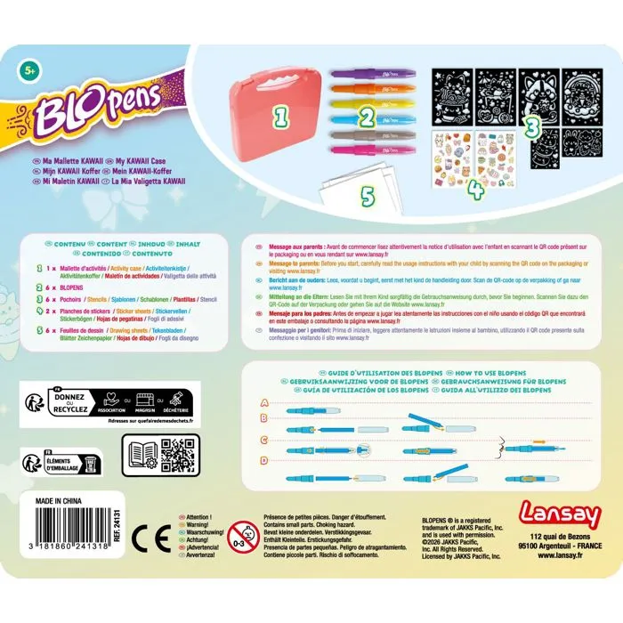 Lansay Blopens Mallette Créative Kawaii - Jeu de Dessin à Effet Aérographe avec Pochoirs Réutilisables - Pour Enfants Dès 5 Ans Lansay Blopens Mallette Créative Kawaii - Jeu de Dessin à Effet Aérographe avec Pochoirs Réutilisables - Pour Enfants Dès 5 Ans