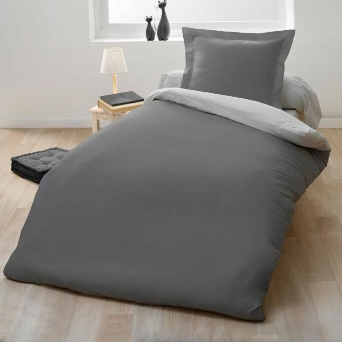Housse de Couette Lovely Home Gris Bicolore 140 x 200 cm