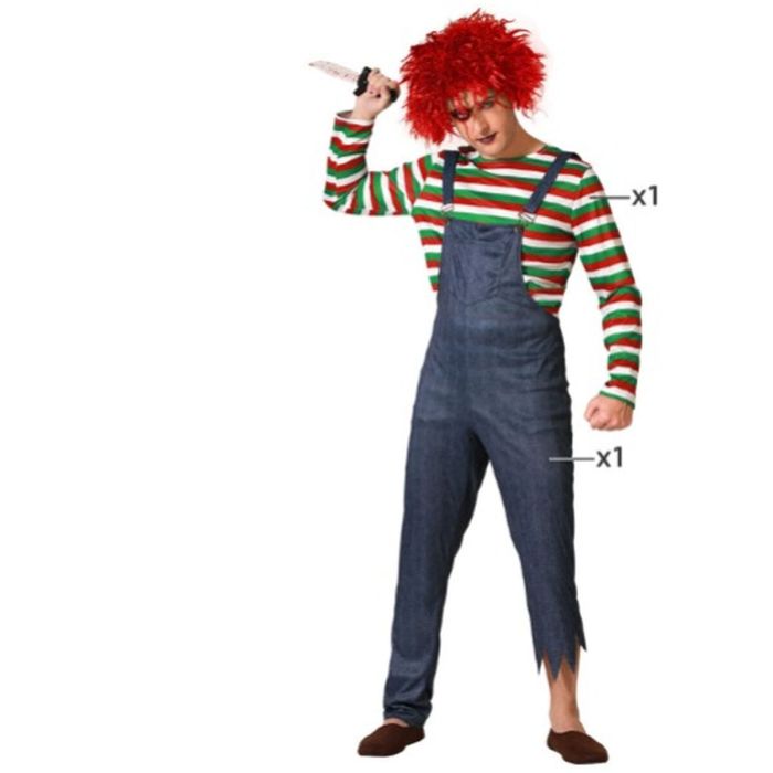 Déguisement Homme Adulte Déguisement Effrayant de Poupée avec Combinaison, Multicolore, Taille XS-S, pour Halloween et Soirées à Thème