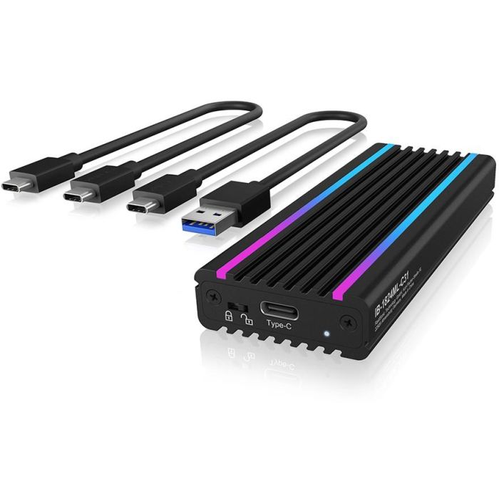 ICY BOX IB-1824ML-C31 Externes USB-C 3.2 Gehäuse für M.2 NVMe SSD mit LED-Beleuchtung 7