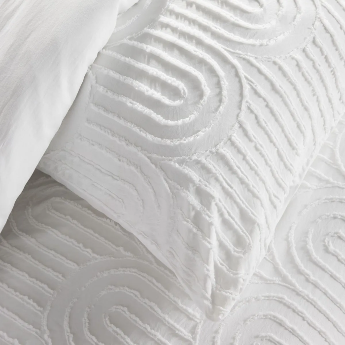 Today - Parure de lit Essential effet tufté graphique blanc - 220x240 cm - Housse de couette et 2 taies d'oreiller - 100% Polyester - Pour lit 2 personnes