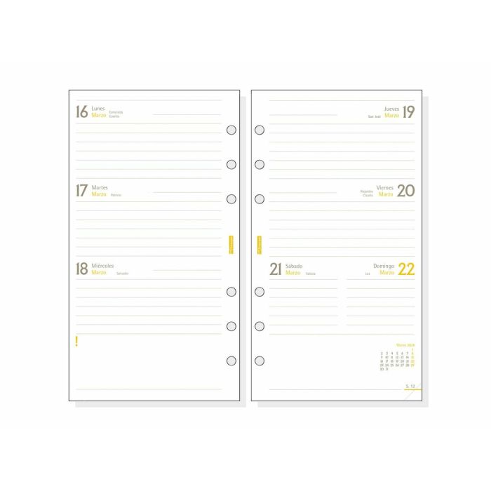 Recharge pour agenda Finocam C999 2026 9,4 x 17,1 cm 2