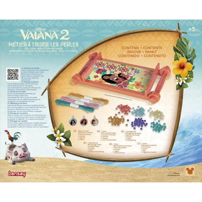Lansay - Vaiana 2 - Métier à tisser pour bracelets avec perles - Loisir créatif pour enfants dès 5 ans