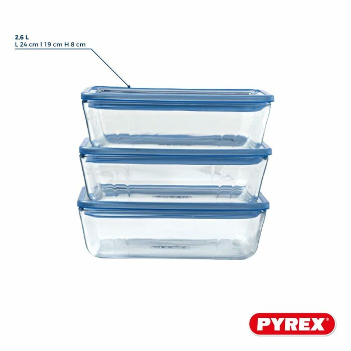 Ensemble de Boîtes à Lunch Pyrex Bleu Transparent 2,6 L 3 Pièces 6 Ensemble de Boîtes à Lunch Pyrex Bleu Transparent 2,6 L 3 Pièces 6