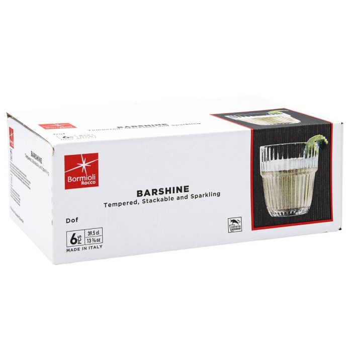 Caja 6 Vasos Bajos Vidrio Barshine Bormioli Rocco 39 cL 2