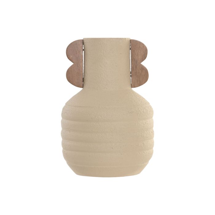 Vase Home ESPRIT Marron Beige Terre cuite Bois de manguier