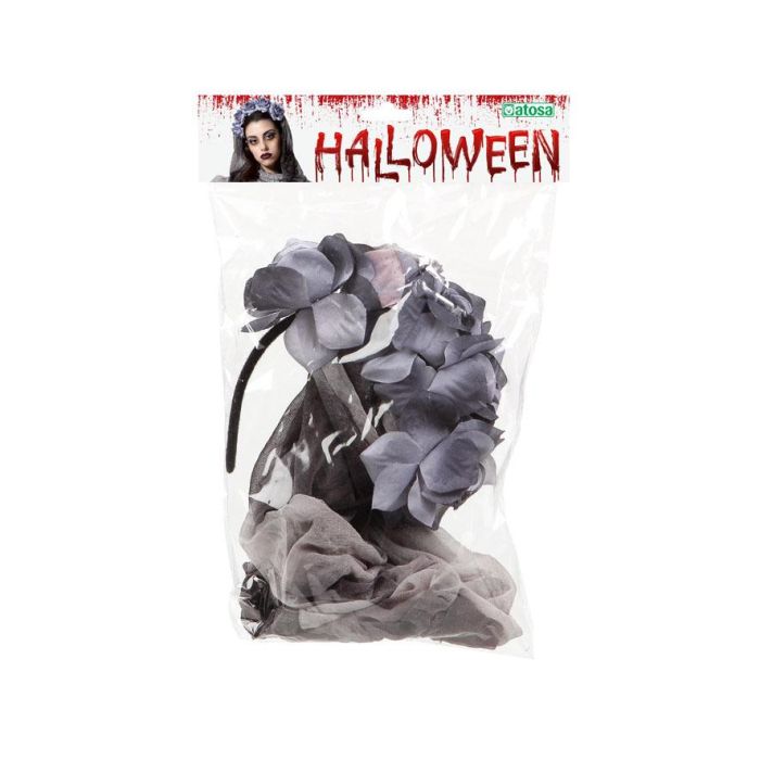 Diadema Diadème Couronne Halloween Novia Mariée Zombie Femme Adulte Gris Noir pour Événements Gothiques et Terrifiants