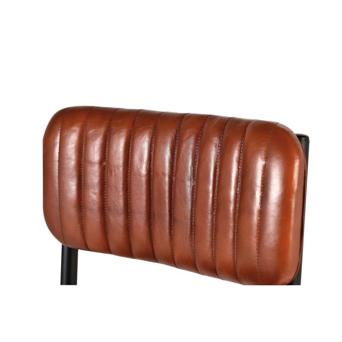 GINER Y COLOMER - Lot de 2 chaises en cuir véritable et structure métal, assise marron et pieds noirs - Dimensions (HxLxP) : 82 x 55 x 43 cm - Réf. lot 4