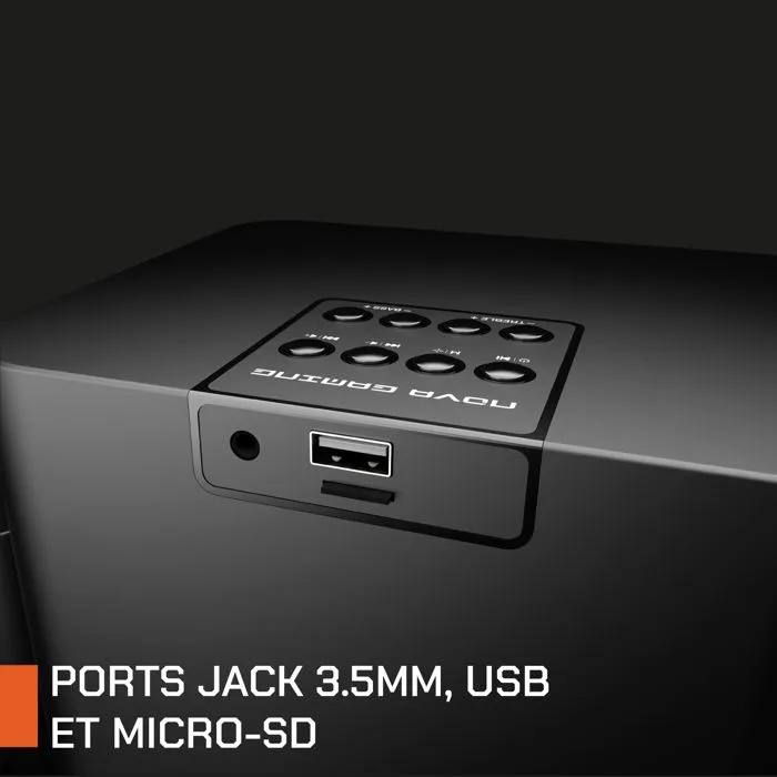 Nova Gaming Serpentis - Enceintes PC Gaming 2.1 avec Subwoofer, Éclairage LED RGB Dynamique, Design Transparent, Son Immersif pour Jeu et Musique - Noir