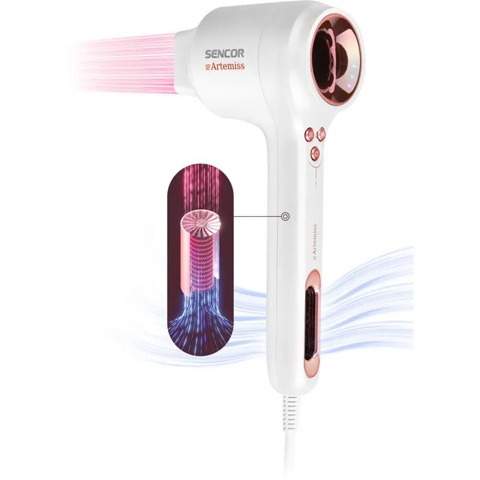 Sencor SHD 9100RS - Sèche-cheveux Artemiss avec technologie BLDC, 4 températures, 3 vitesses, flux d'air 75 km/h, ionisation et accessoires magnétiques Sencor SHD 9100RS - Sèche-cheveux Artemiss avec technologie BLDC, 4 températures, 3 vitesses, flux d'air 75 km/h, ionisation et accessoires magnétiques