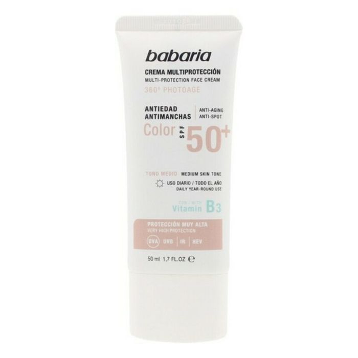 Babaria SOLAR MULTIPROTECTION Crème Solaire Teintée Anti-Taches SPF50+ Hydratante 50 ml