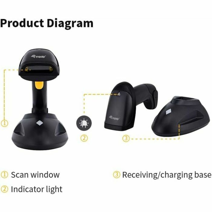 Lecteur de Codes Barres Equip 35102507101 Noir 3 Lecteur de Codes Barres Equip 35102507101 Noir 3
