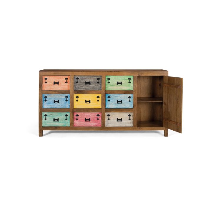 GINER Y COLOMER - Buffet 9 tiroirs en bois de manguier massif multicolore - 180 x 40 x 90 cm 2