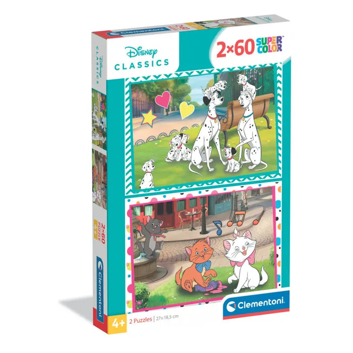 Clementoni - Coffret 2 Puzzles 60 Pièces - Disney Classic - 2 Puzzles sur le thème des Héros Disney - 27 x 18 cm Clementoni - Coffret 2 Puzzles 60 Pièces - Disney Classic - 2 Puzzles sur le thème des Héros Disney - 27 x 18 cm