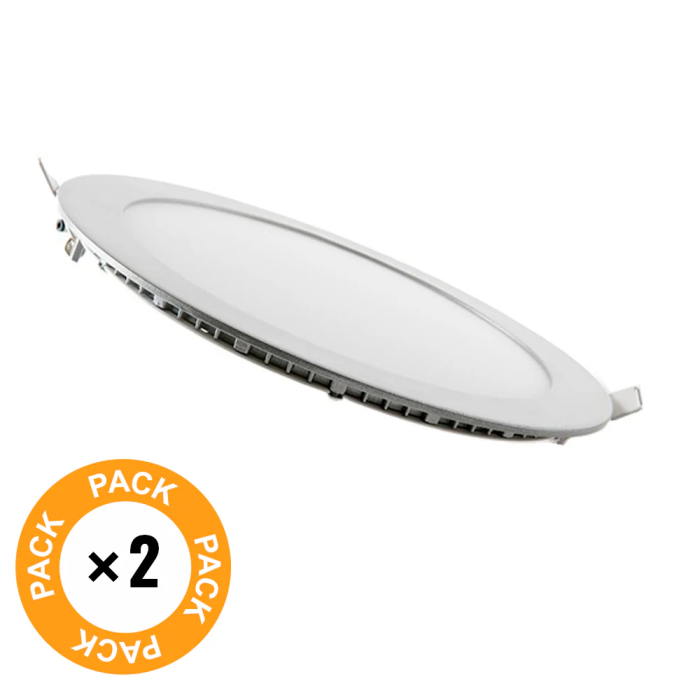 Pack de 2 Panneaux LED 20W 2000Lm 6000K Circulaire 40.000H [PE-1011P2-CW] 1