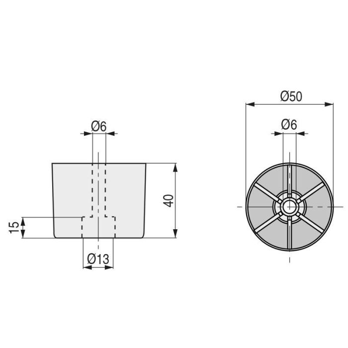 Pata Plastico Tika Ø50 H40 Cromo Mate Q&Q 1