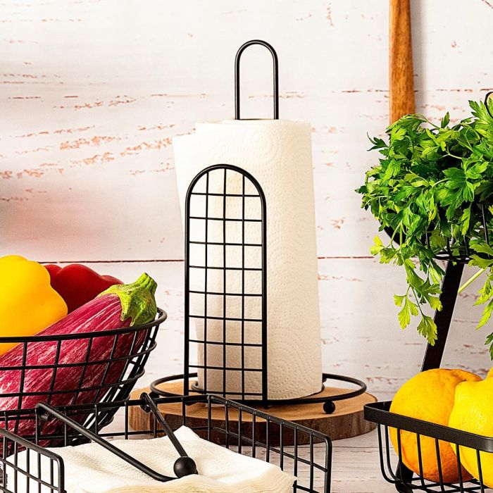 Porta Rollos Acero Pintado Ebano Quid 18x18x31 cm (12 Unidades) 1