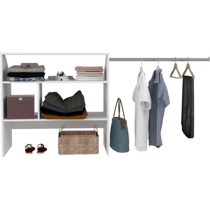 Kit dressing sous comble ARTIC EKIPA - Décor mélaminé blanc - 1 penderie - L197 x P50 x H94 cm 2
