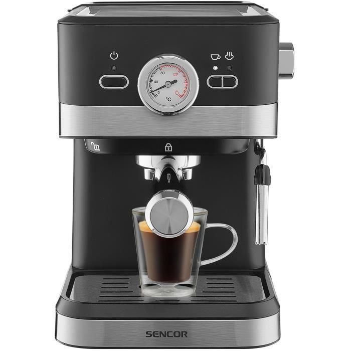 SENCOR Machine à Expresso SES 1721BK - 20 Bars, 1050 W, Réservoir 1,5 L Amovible, Buse Vapeur Pivotante, Commande Numérique, Noir SENCOR Machine à Expresso SES 1721BK - 20 Bars, 1050 W, Réservoir 1,5 L Amovible, Buse Vapeur Pivotante, Commande Numérique, Noir