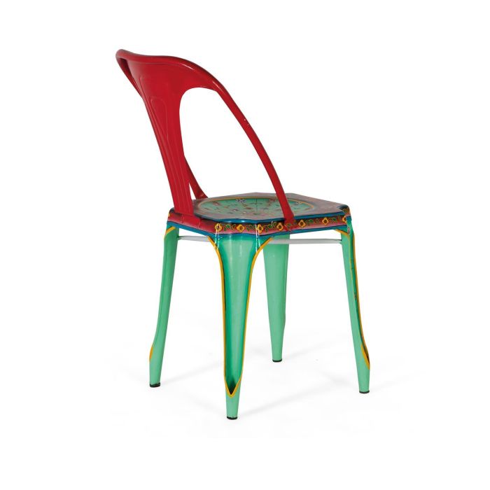 Giner y Colomer - Lot de 2 chaises métalliques peintes à la main - Multicolore - Design industriel - Dimensions (HxLxP) : 83 x 53 x 42 cm 4