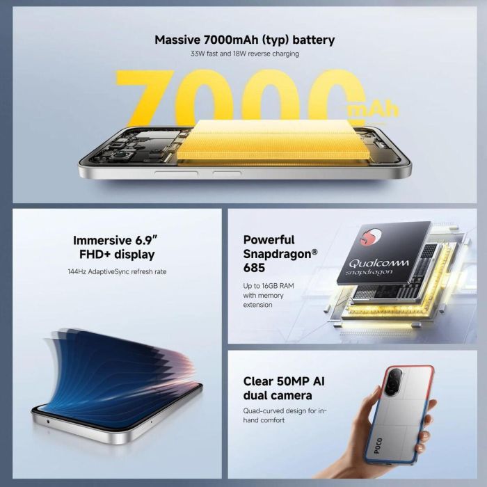 Smartphone Poco POCO M7 8-256 BL 6,9" QUALCOMM SNAPDRAGON 685 8 GB RAM 256 GB Bleu 5 Smartphone Poco POCO M7 8-256 BL 6,9" QUALCOMM SNAPDRAGON 685 8 GB RAM 256 GB Bleu 5