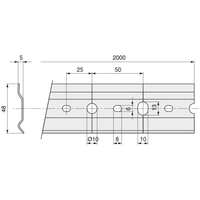 Placa Colgador Mueble Cocina H48 L2000 Galvanizado Herrajes Alk 1